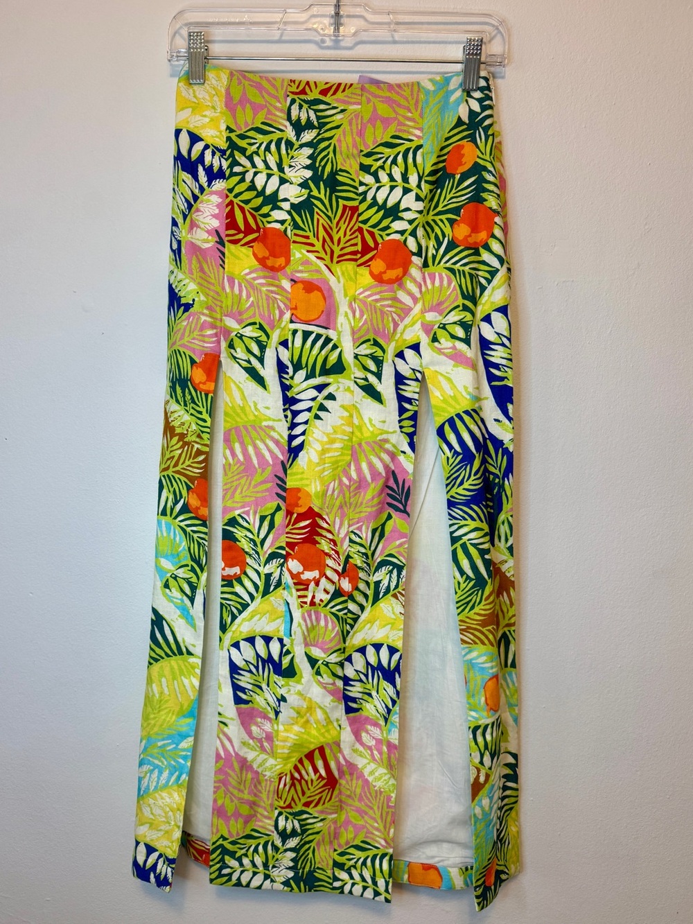 STAUD Kona Island Maxi Skirt Tropical Linen A-Line Double Slit Size 2 NWT